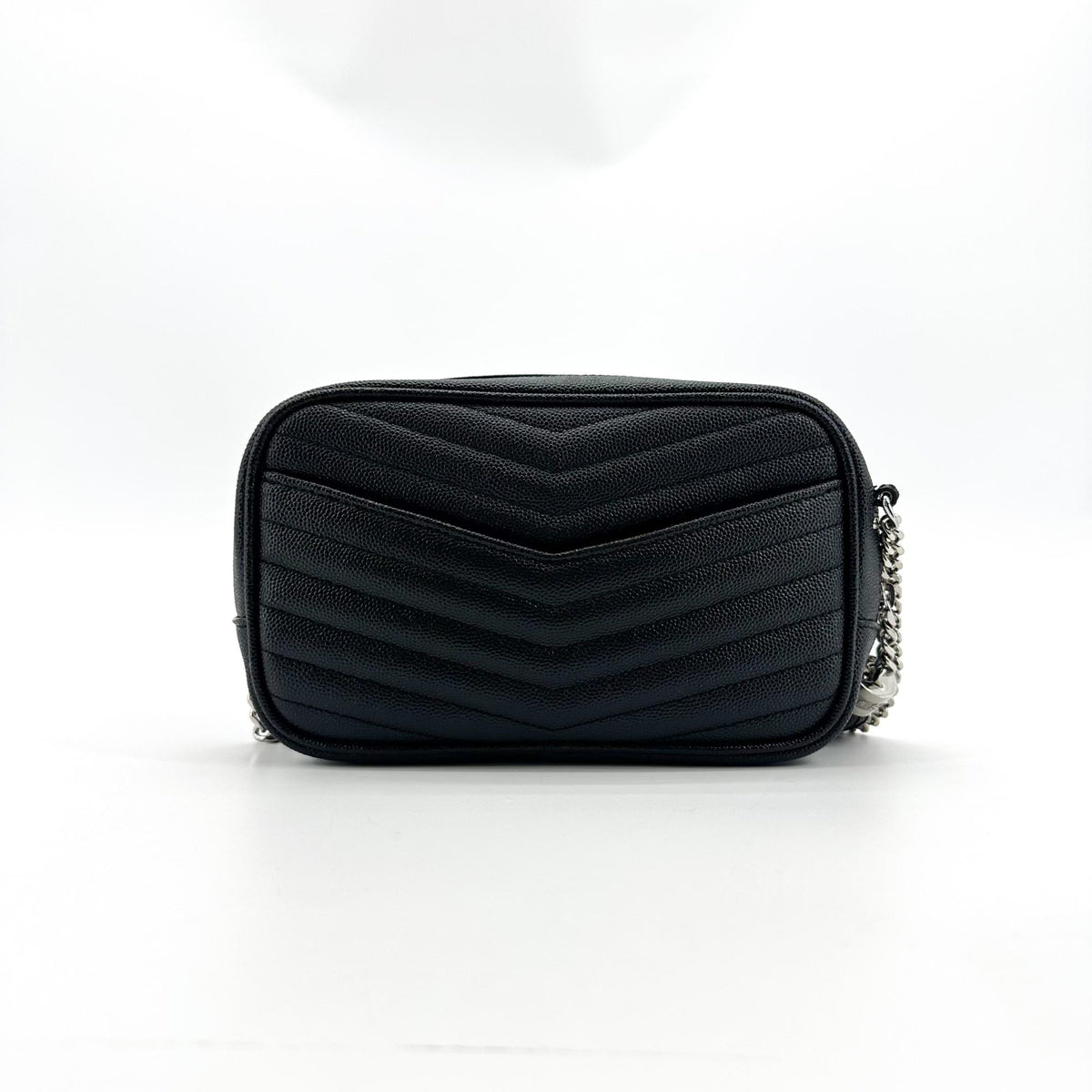 Saint Laurent Lou Camera Matelasse Chevron Leather Black Calfskin Handbag (Pre-Owned)