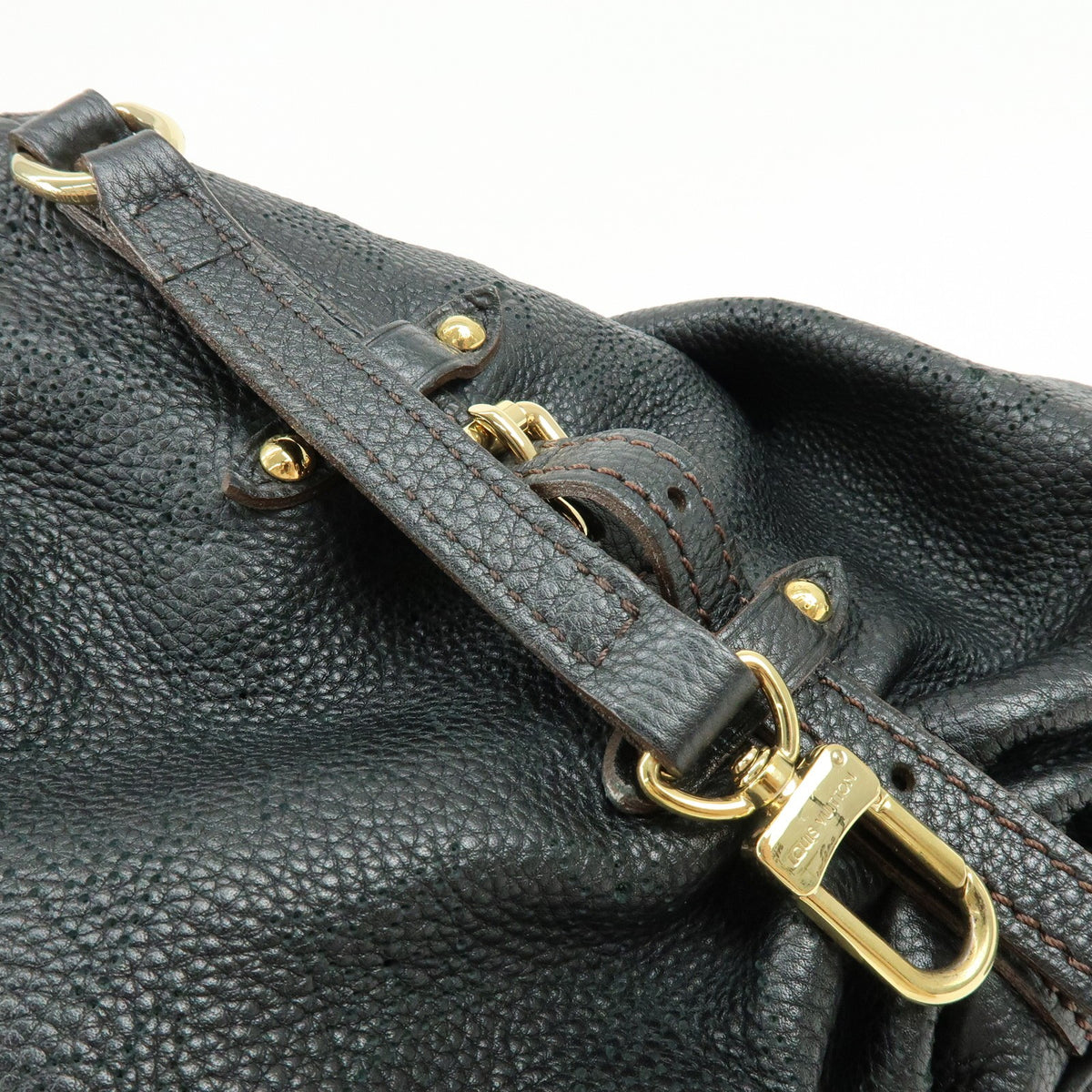 Louis Vuitton L Hobo Mahina Leather Black Leather Shoulder Bag Bag (Pre-Owned)