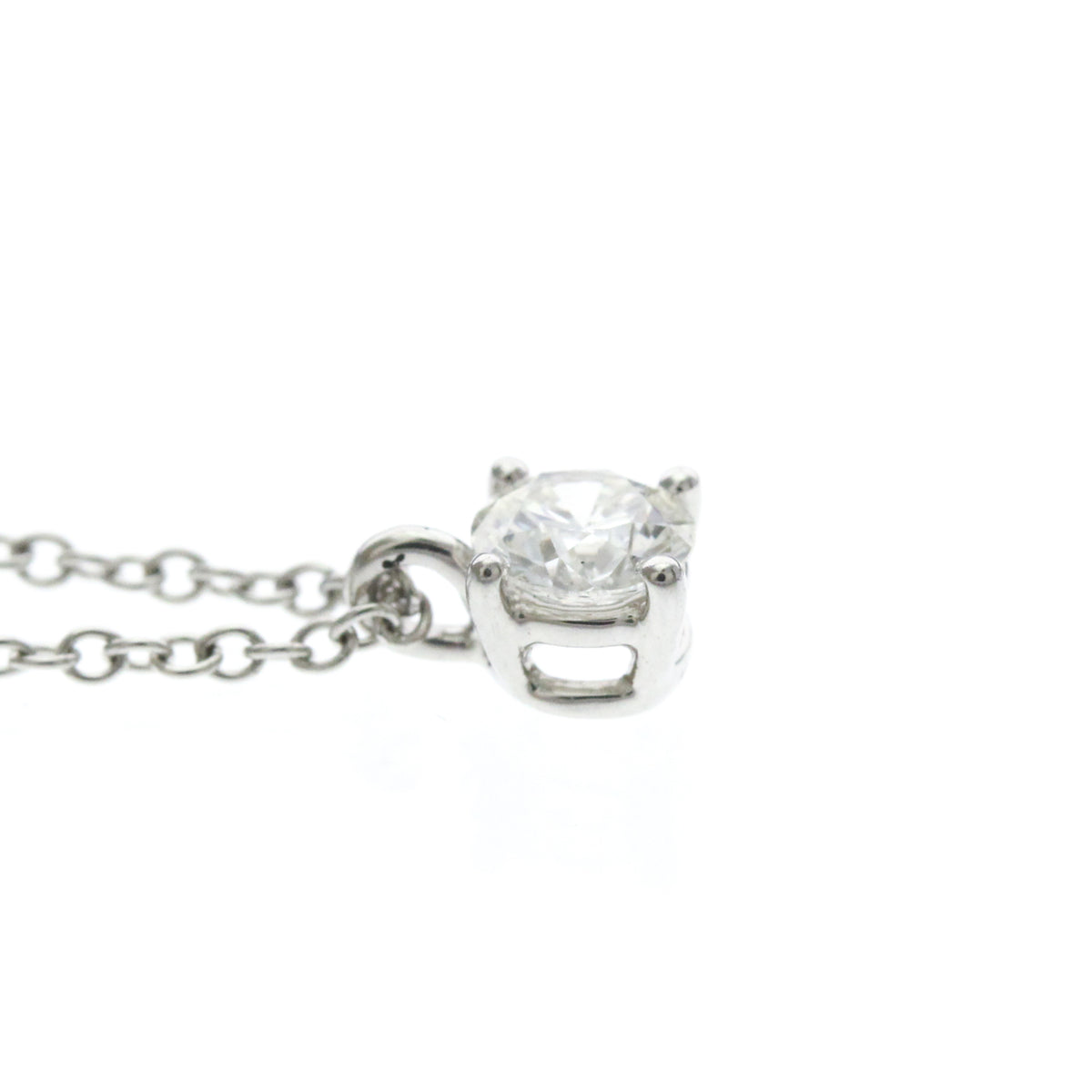 Tiffany & Co. Solitaire Pendant Platinum With Emerald Cut Diamond Silver Platinum Necklace Jewelry (Pre-Owned)