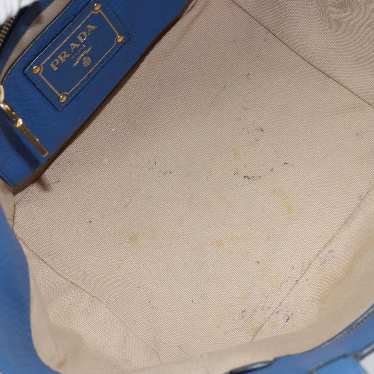 Prada Tote Vitello Daino Vitello Daino Blue Leather Tote Bag Bag (Pre-Owned)