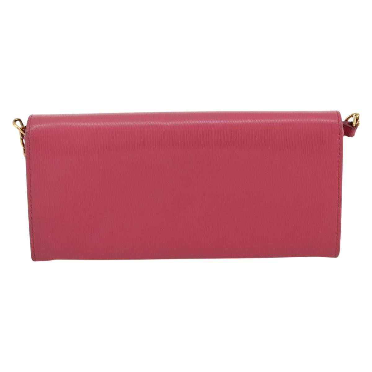 Prada Wallet On Chain Saffiano Leather Pink Leather Crossbody Bag Bag (Pre-Owned)