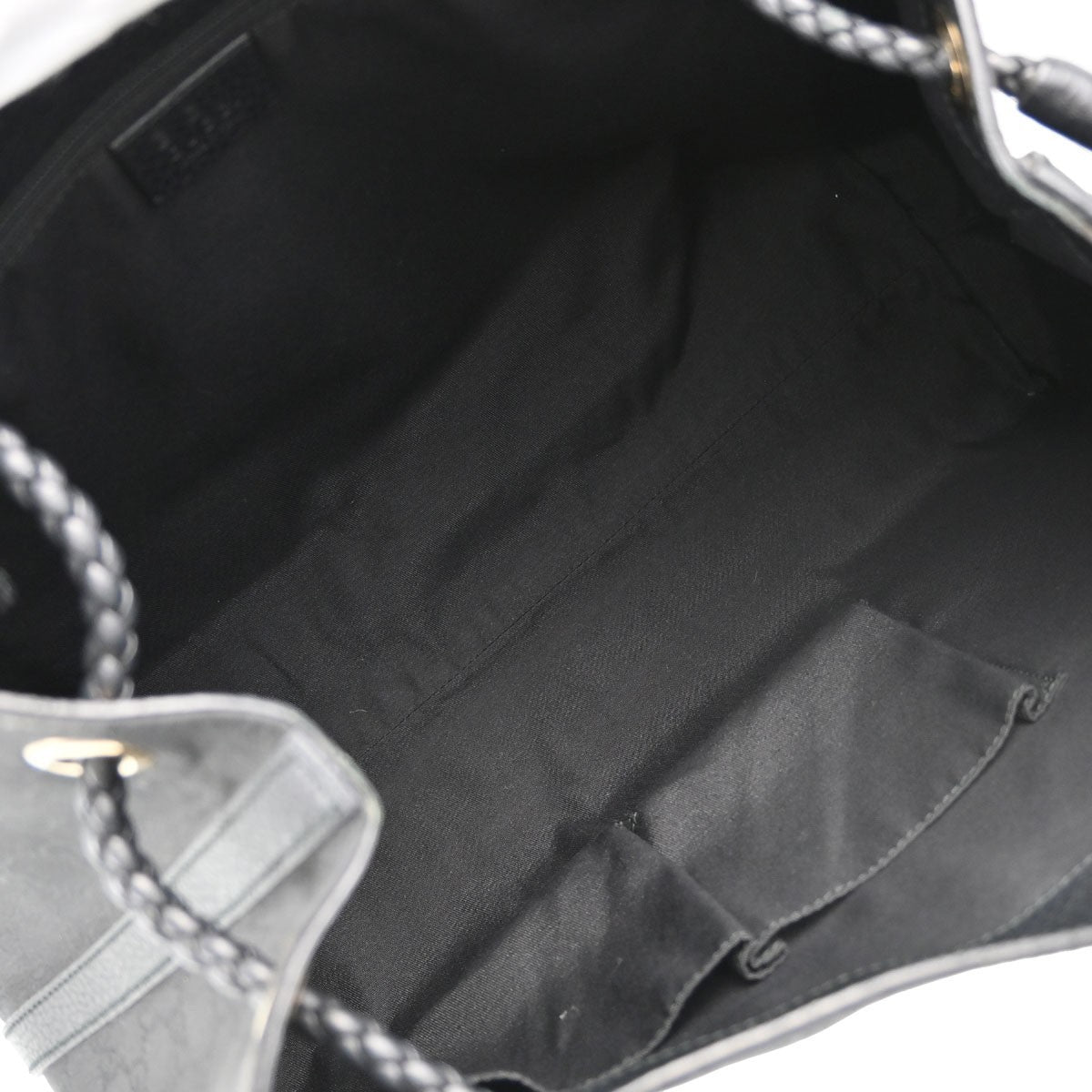 Gucci Vintage Open Shoulder Bag (Outlet) Gg Canvas With Leather Black Canvas Shoulder Bag Bag (Pre-Owned)