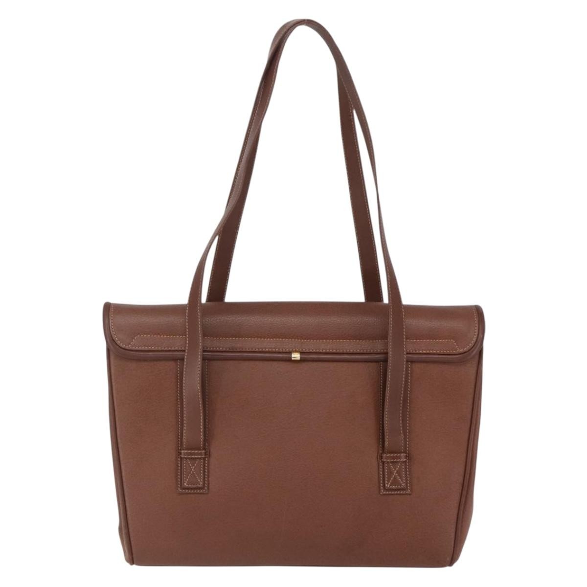 Gucci Vintage Tote Leather Brown Leather Tote Bag Bag (Pre-Owned)