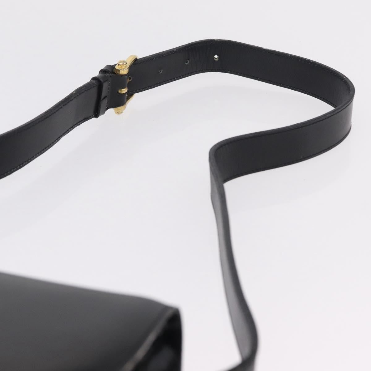 Celine Flap Shoulder Leather Black Leather Shoulder Bag Bag (Pre-Owned)