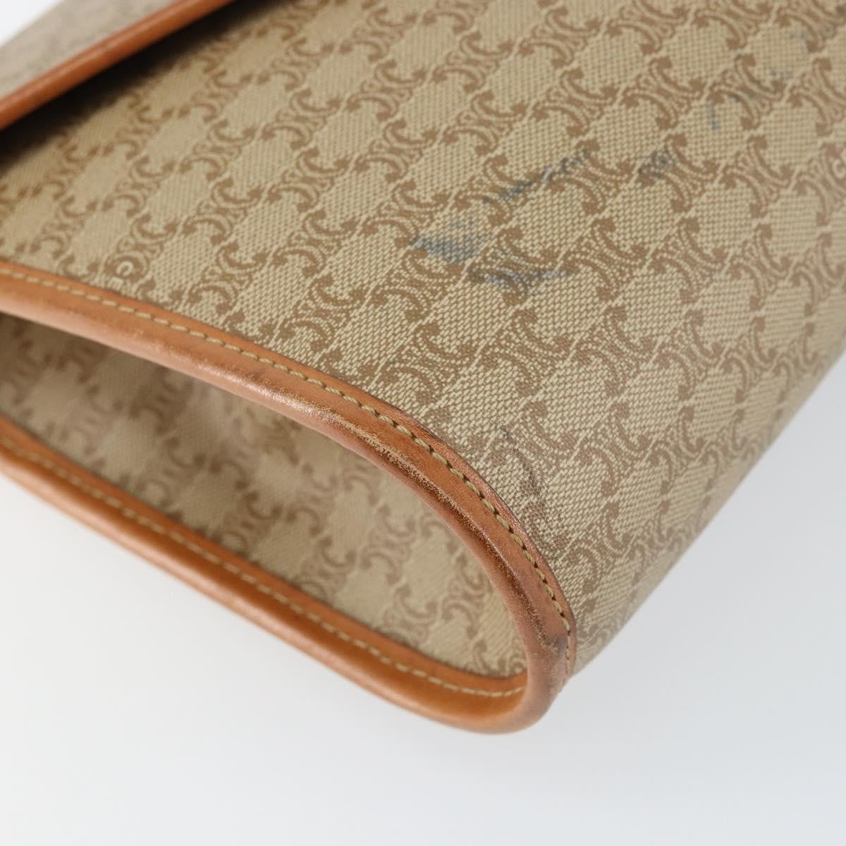 Celine Vintage Macadam Canvas And Leather Beige Canvas Shoulder Bag Bag (Pre-Owned)