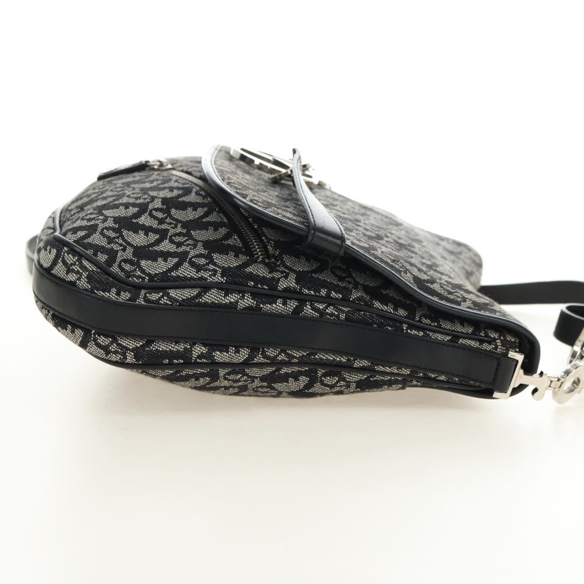 Christian Dior Vintage Cd Flap Messenger Diorissimo Canvas Black Canvas Shoulder Bag Bag (Pre-Owned)