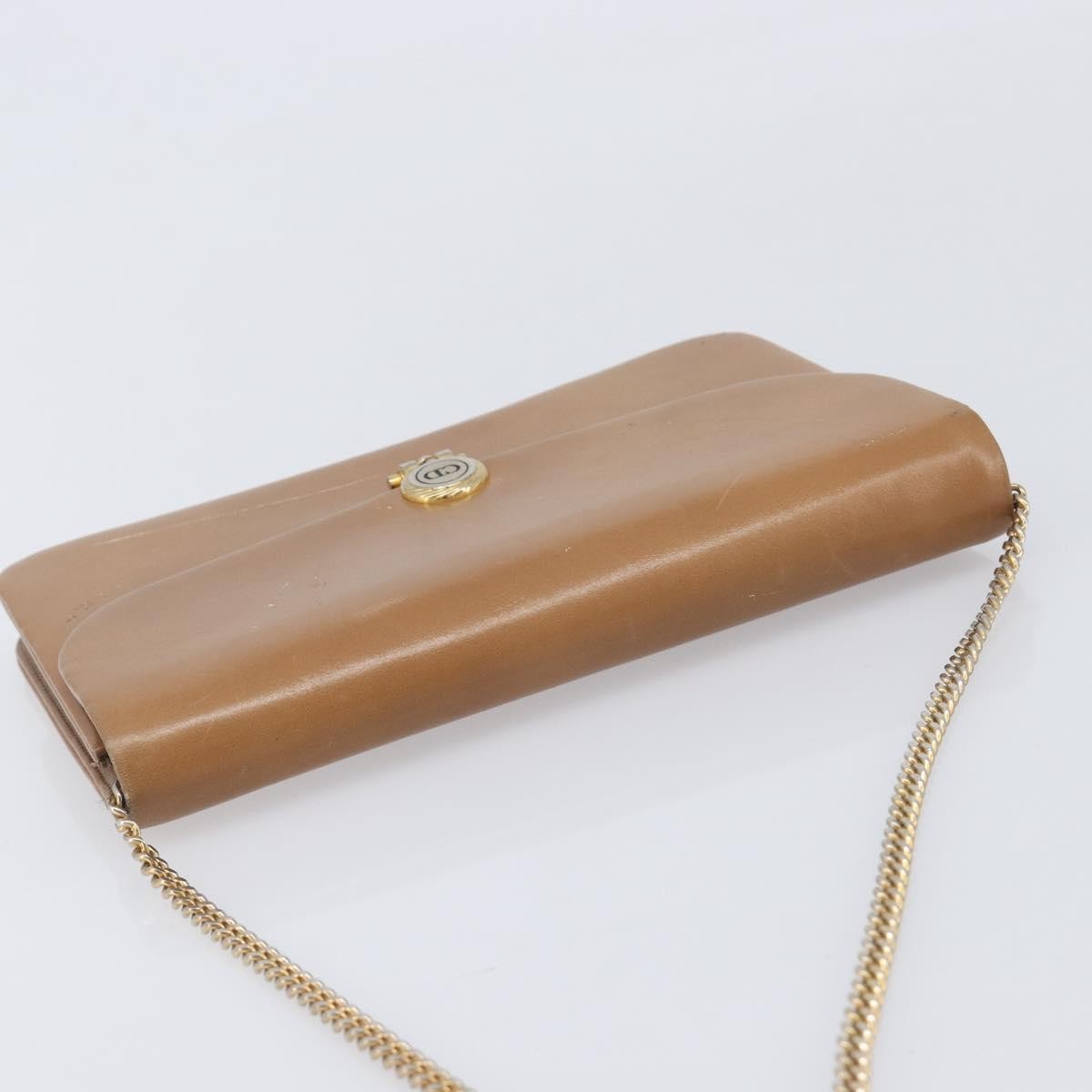 Christian Dior Vintage Cd Chain Flap Leather Beige Leather Shoulder Bag Bag (Pre-Owned)