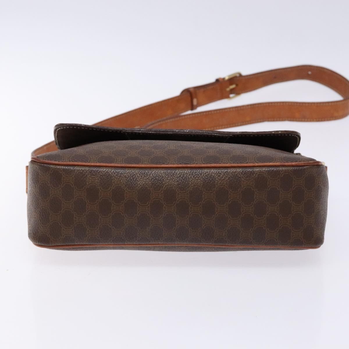 Celine Macadam Shoulder Pvc Leather Brown Canvas Bag (Pre-Owned)