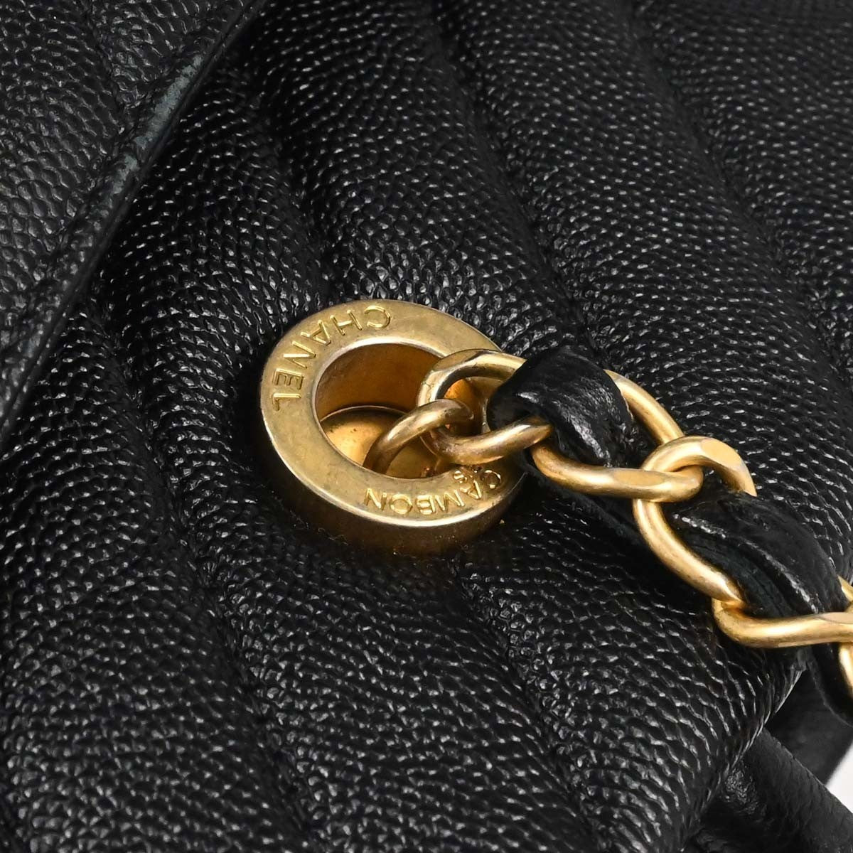 Chanel Shopping Quilted Knit Pluto Glitter Black Calfskin Handbag (Pre-Owned)