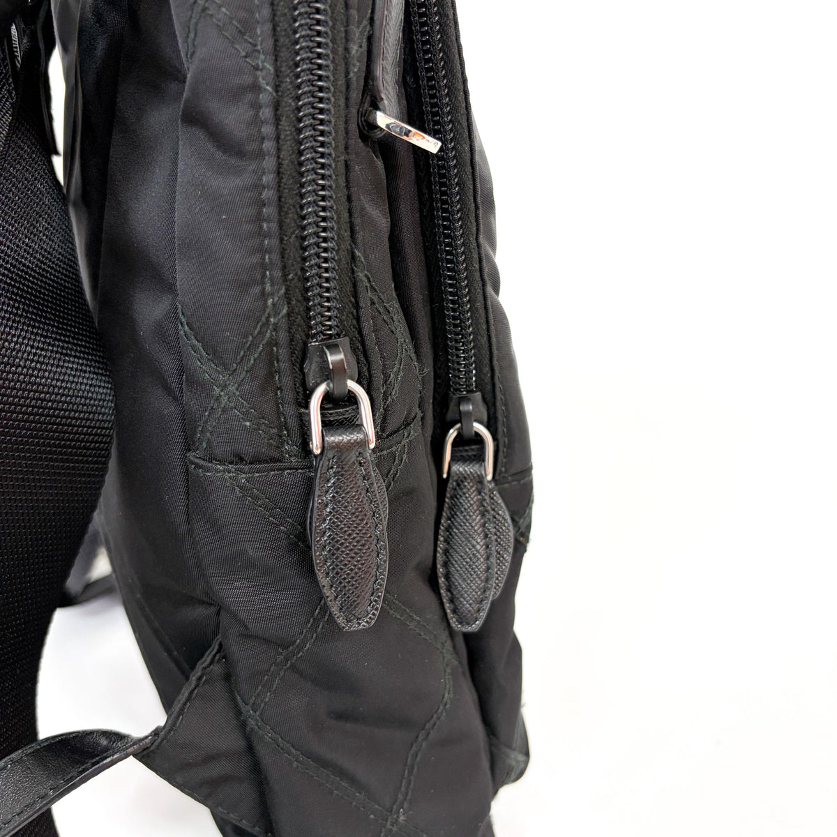 Prada Zip Sling Re-Nylon Black Nylon Backpack Bag (Pre-Owned)