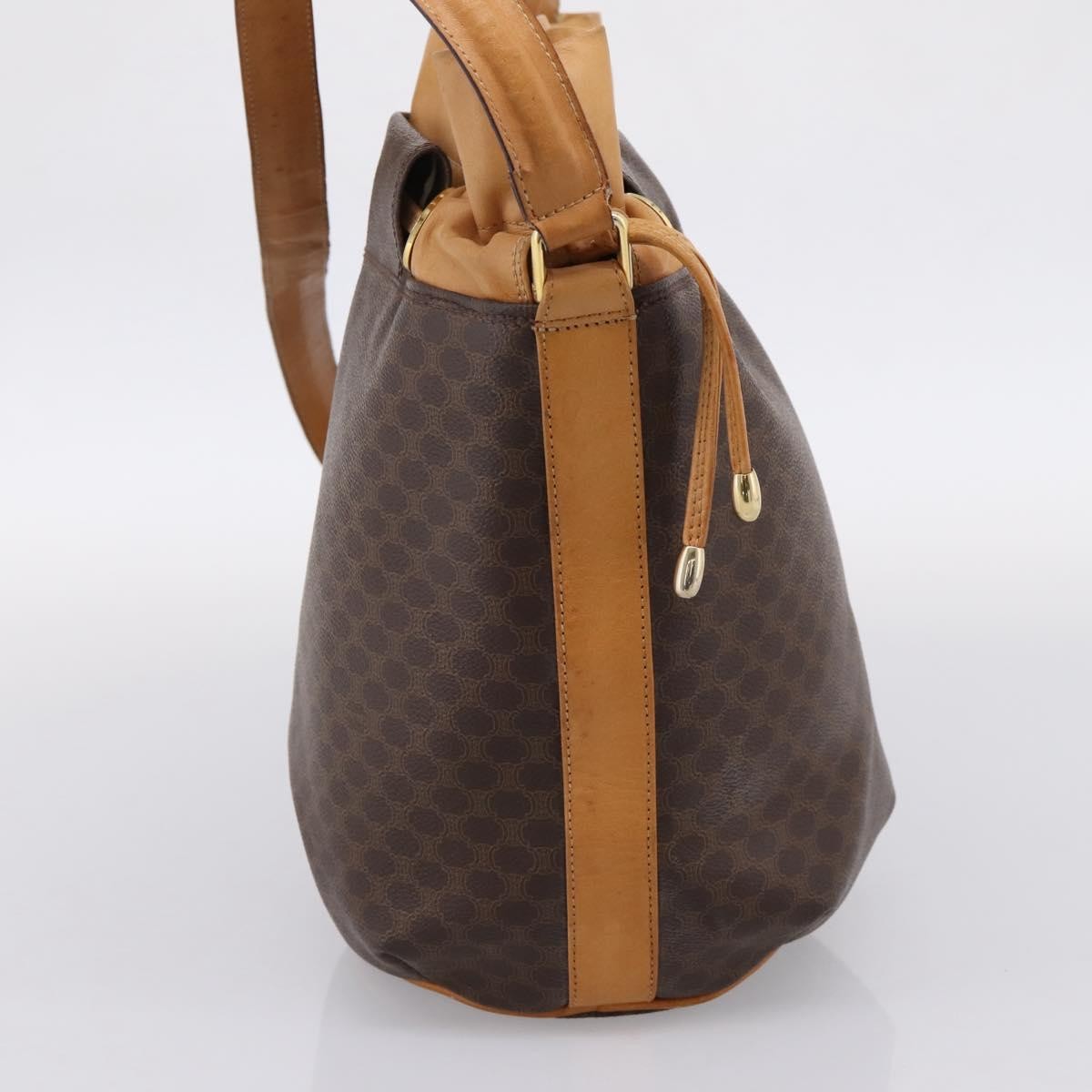 Celine Vintage Macadam Canvas And Leather Brown Canvas Shoulder Bag Bag (Pre-Owned)