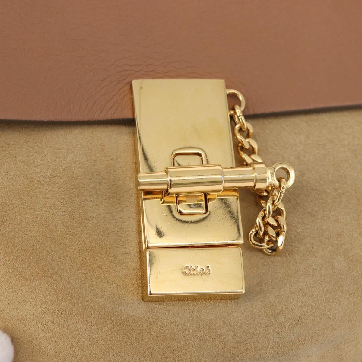 Chloe Drew Shoulder Leather Beige Suede Handbag (Pre-Owned)