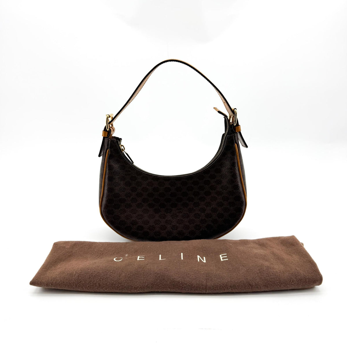 Celine Ava Triomphe Coated Canvas Black Canvas Handbag (Pre-Owned)