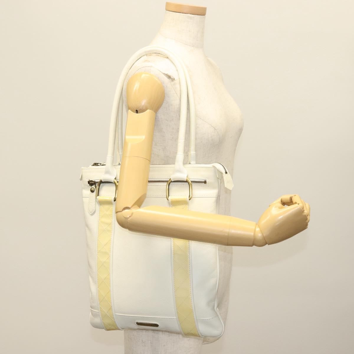 Burberry Vintage Tote Leather White Leather Tote Bag Bag (Pre-Owned)