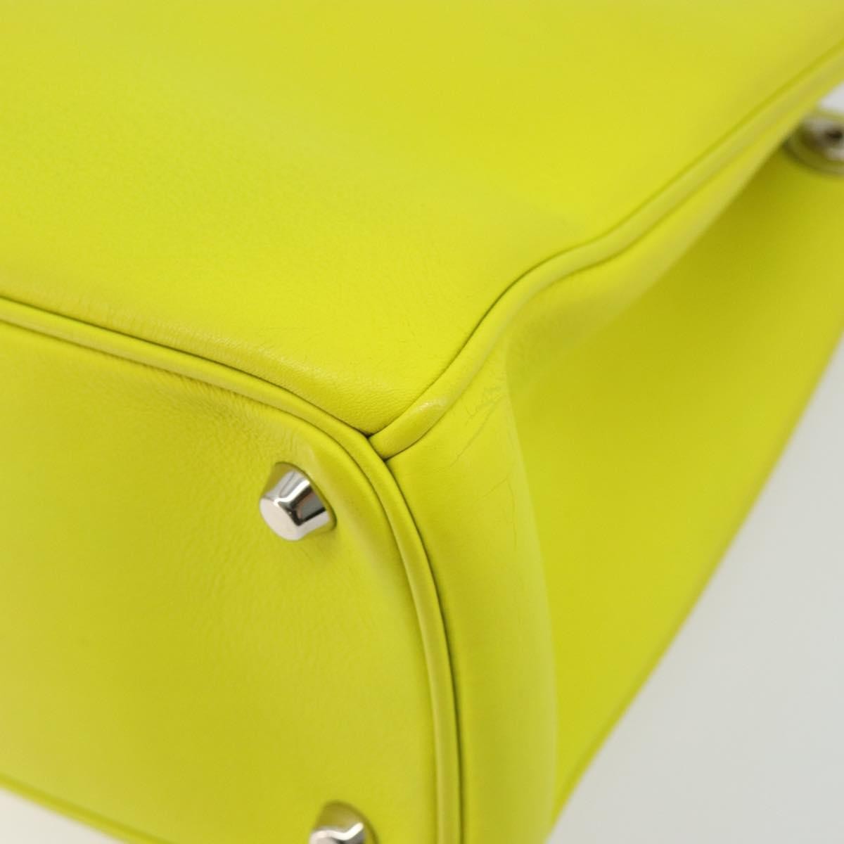 Christian Dior Diorissimo Tote Smooth Calfskin Yellow Leather Handbag (Pre-Owned)