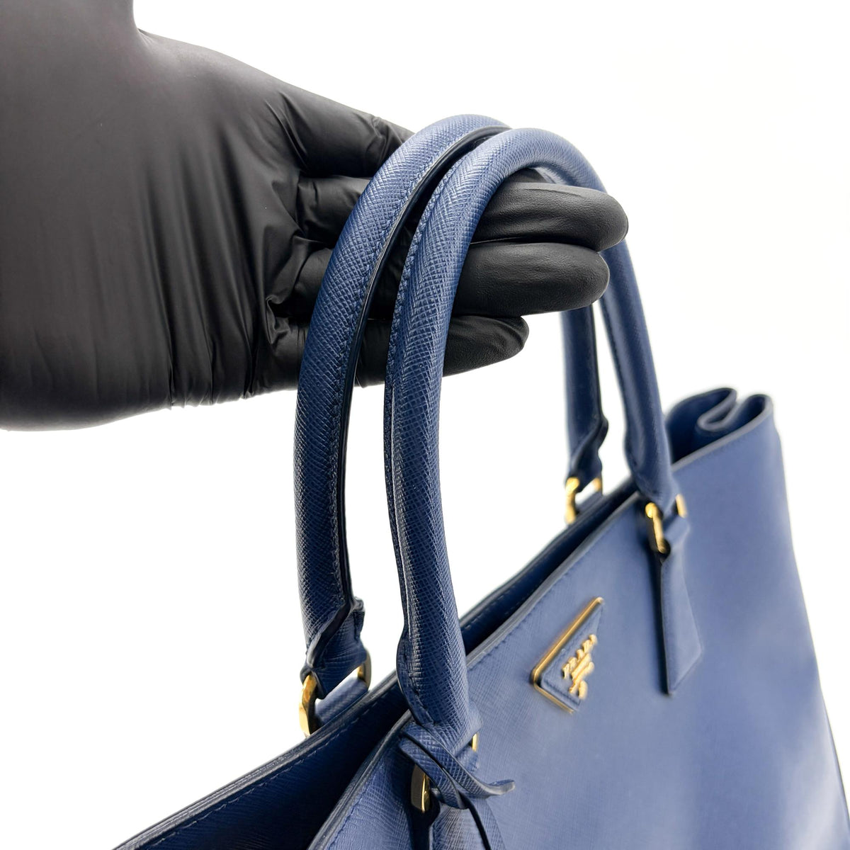 Prada Lux Open Saffiano Leather Blue Leather Tote Bag Bag (Pre-Owned)