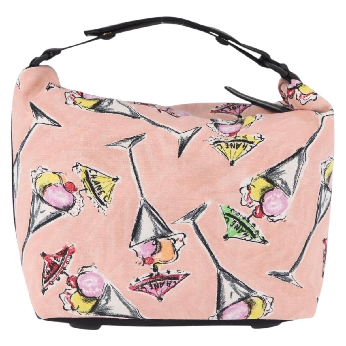 Chanel Ice Cream Sundae Printed Canvas Pink Canvas Shoulder Bag Bag (Pre-Owned)
