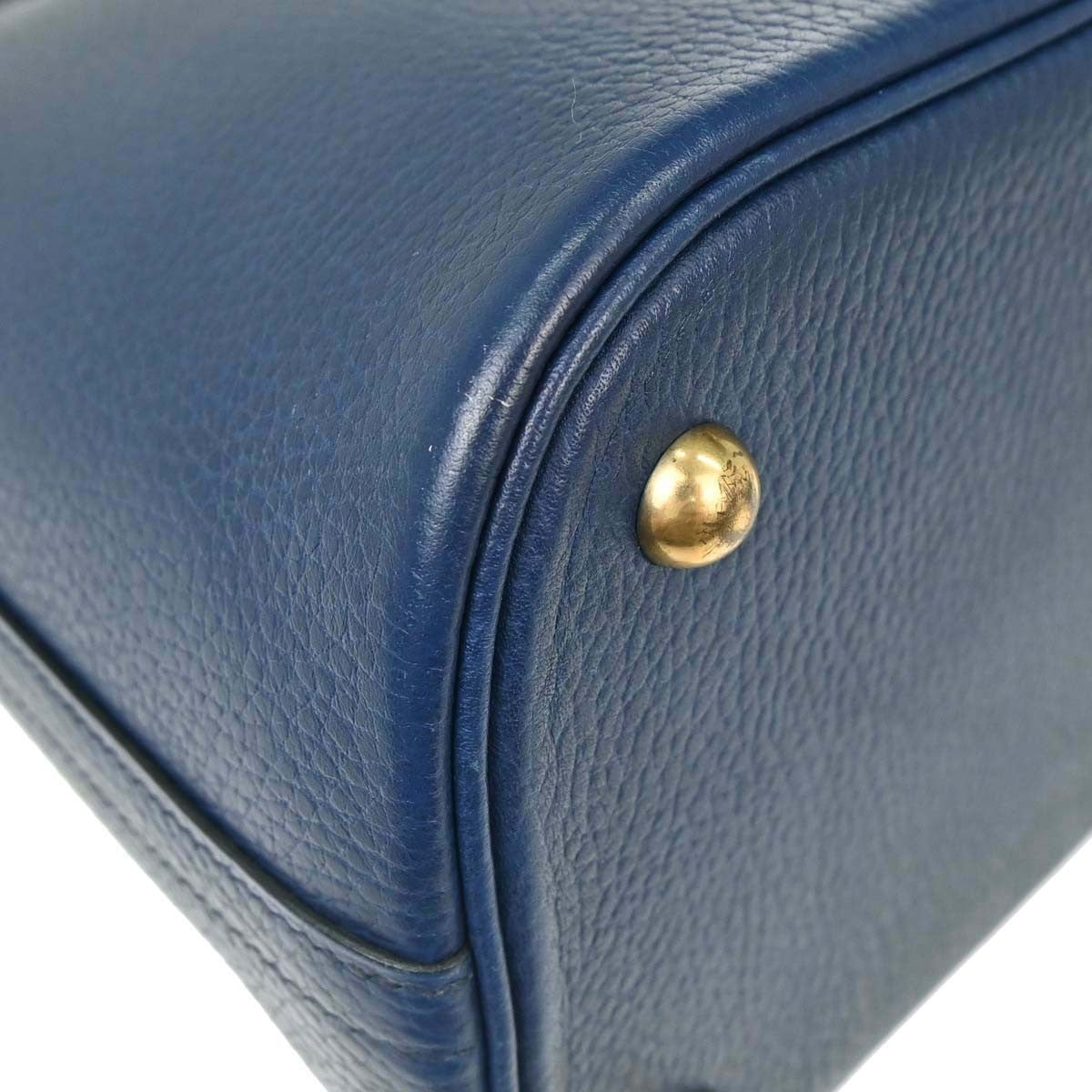 Hermes Bolide Ardenne Blue Leather Handbag (Pre-Owned)
