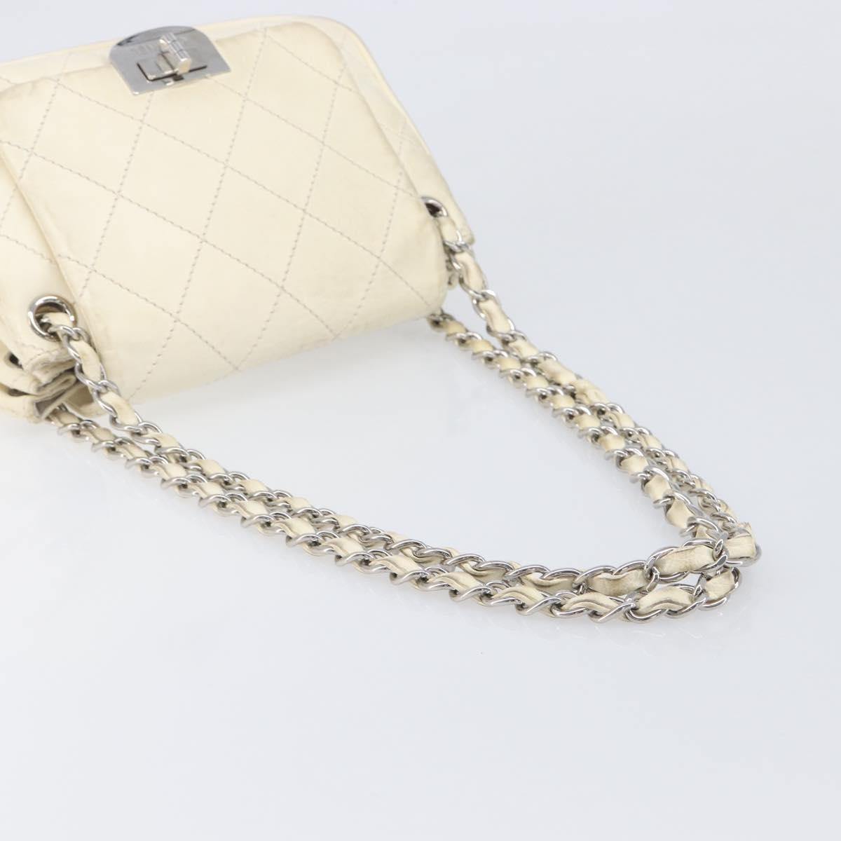 Chanel Mademoiselle Lock Accordion Flap Quilted Lambskin Beige Leather Handbag (Pre-Owned)