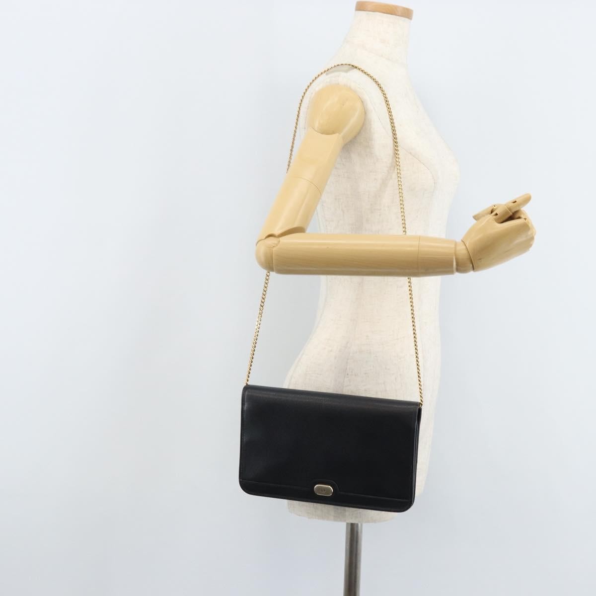 Christian Dior Vintage Honeycomb Chain Canvas Black Canvas Shoulder Bag Bag (Pre-Owned)