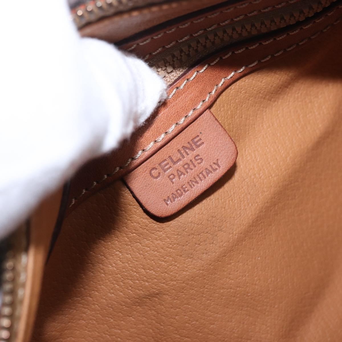 Celine Vintage Barrel Macadam Canvas & Leather Brown Pvc Handbag (Pre-Owned)