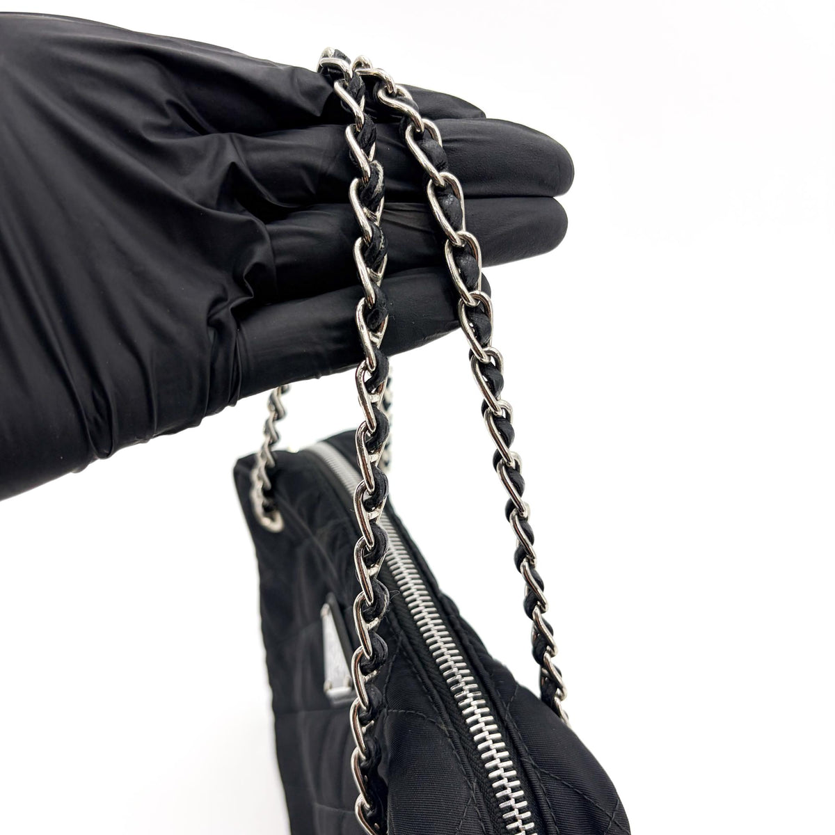 Prada Convertible Quilted Tessuto Black Nylon Shoulder Bag Bag (Pre-Owned)