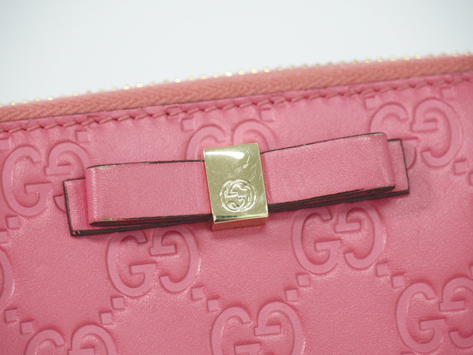 Gucci Zip Around Wallet (Outlet) Microguccissima Leather Pink Leather Wallets Accessory (Pre-Owned)