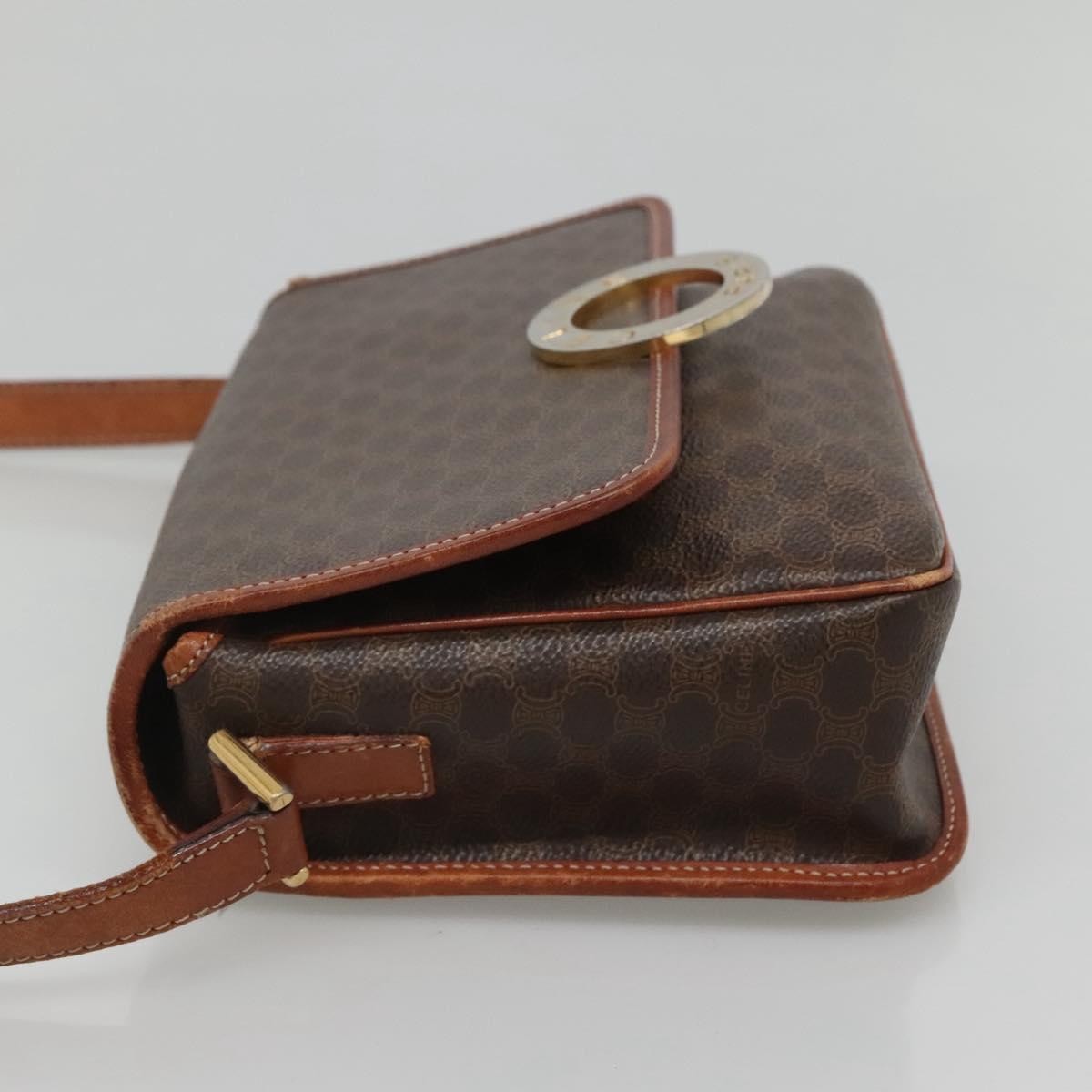 Celine Vintage Macadam Canvas And Leather Brown Canvas Shoulder Bag Bag (Pre-Owned)