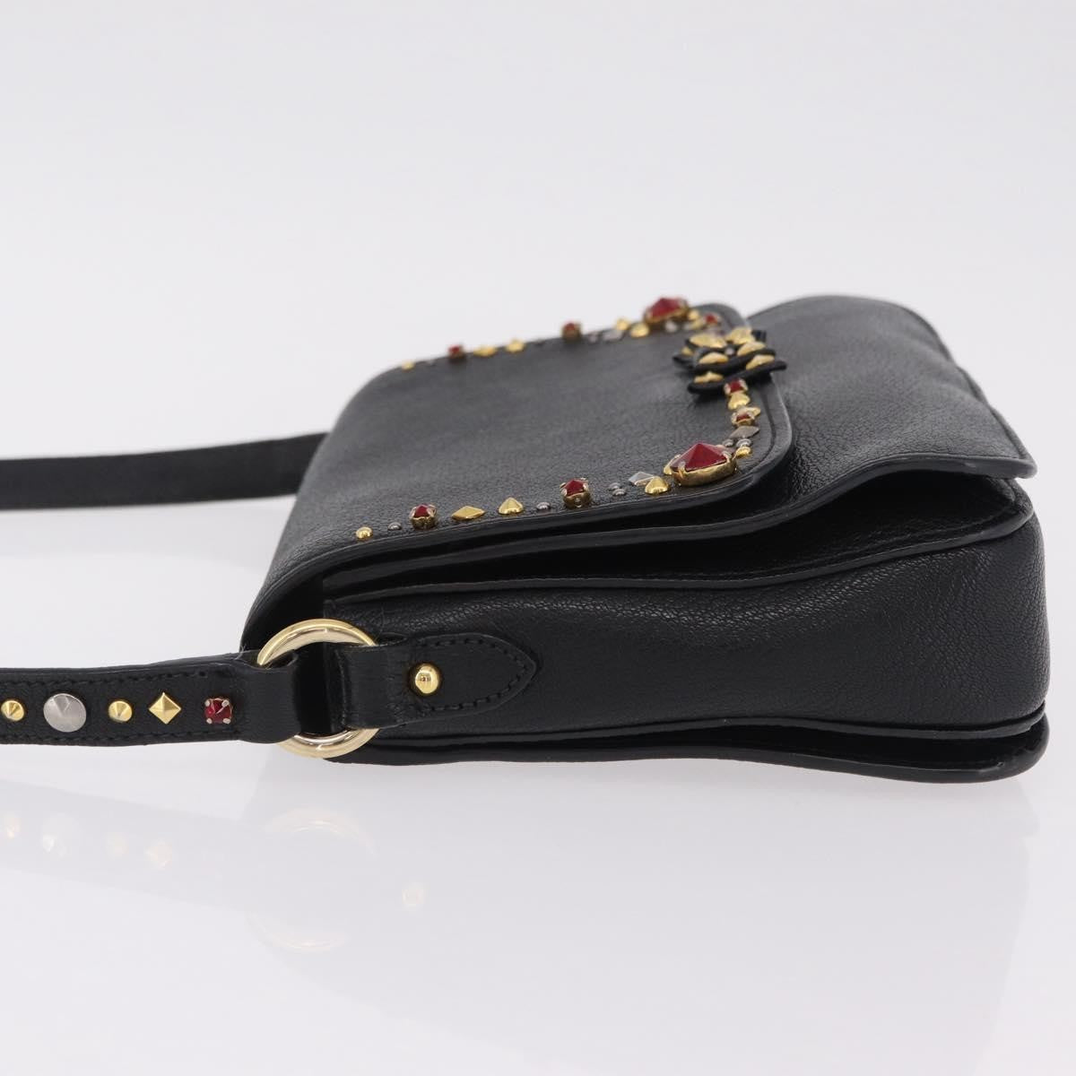 Miu Miu Shoulder Leather Black Leather Shoulder Bag Bag (Pre-Owned)
