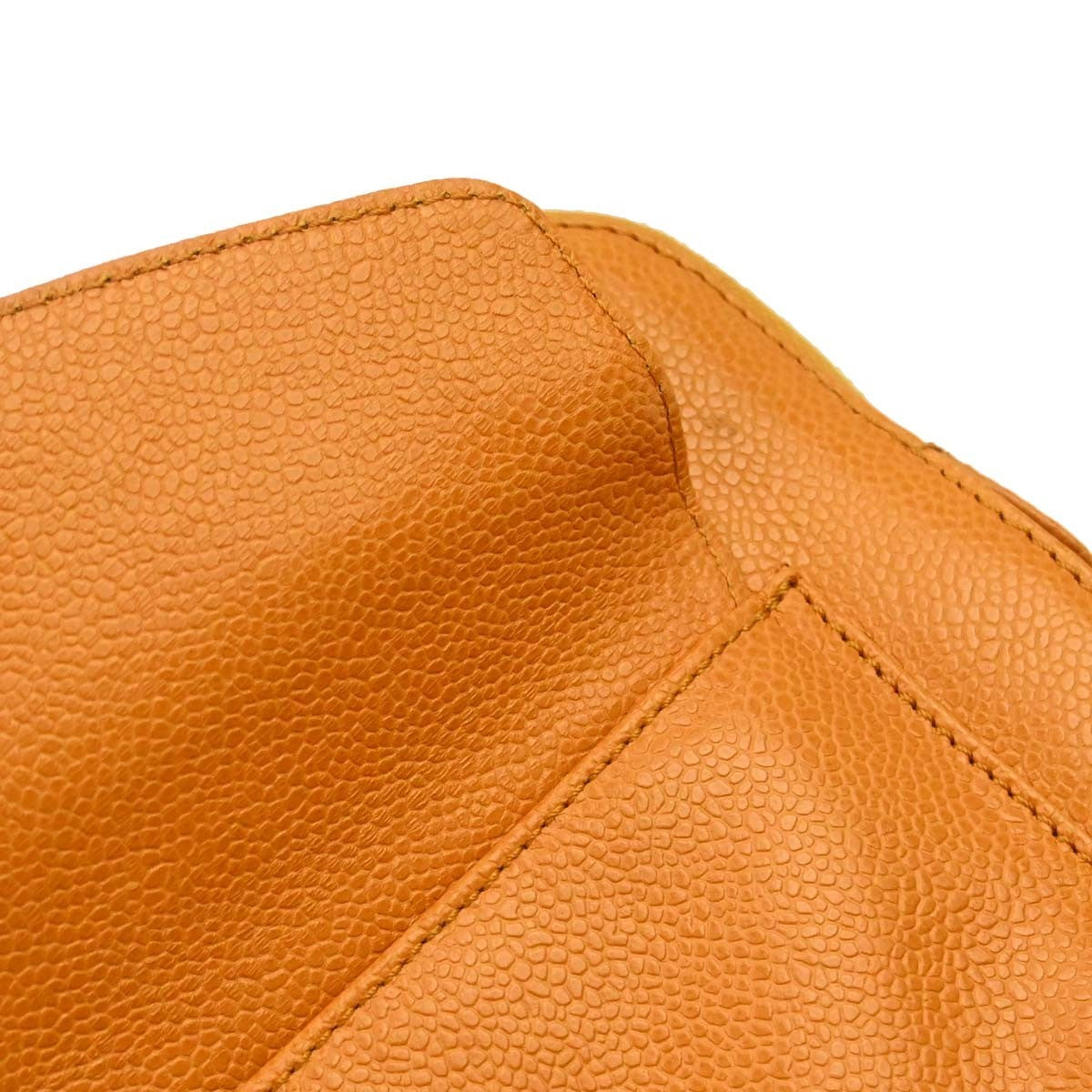 Chanel Vintage Front Pocket Leather Orange Leather Shoulder Bag Bag (Pre-Owned)