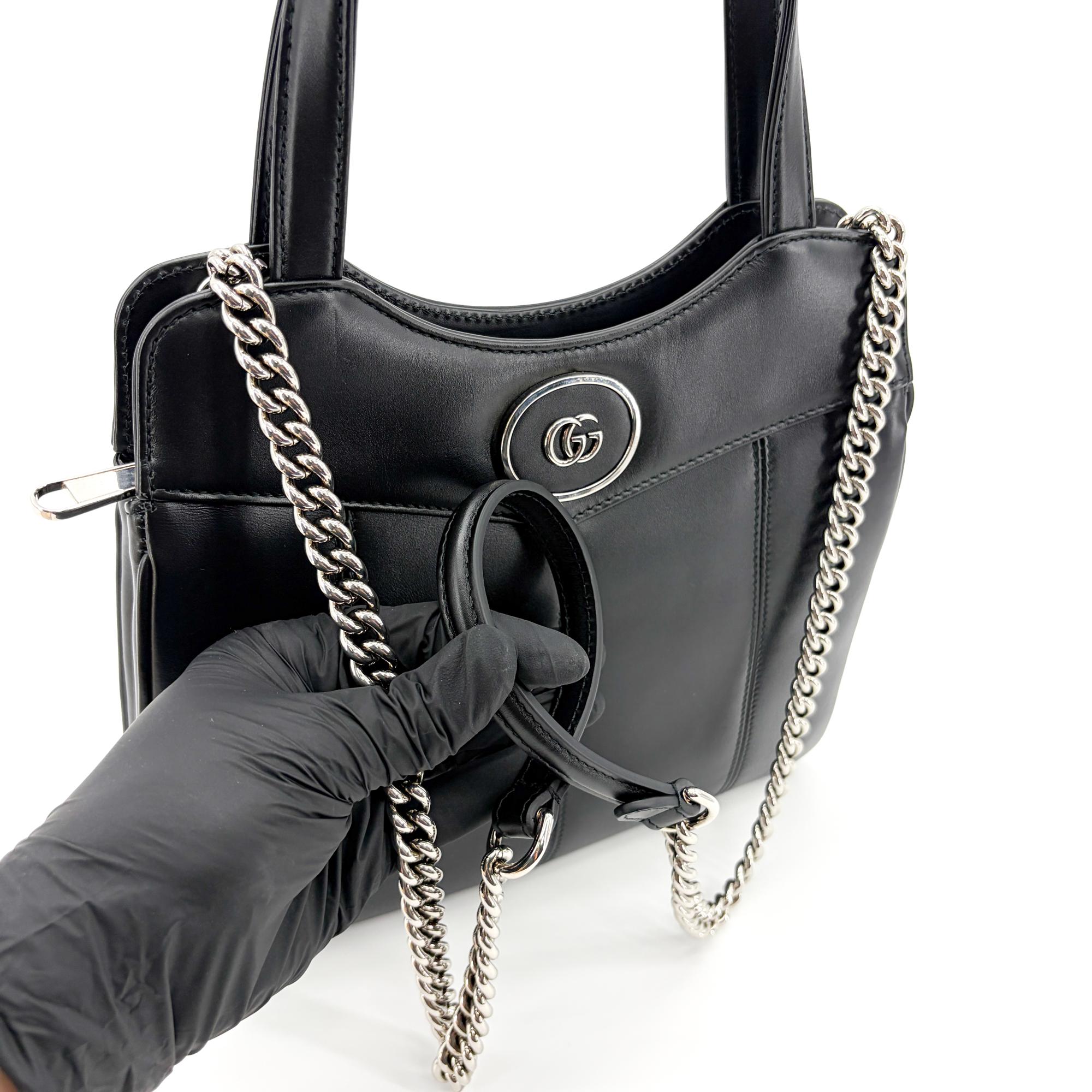 Gucci Petite Gg Quilted Leather Black Leather Tote Bag Bag (Pre-Owned)
