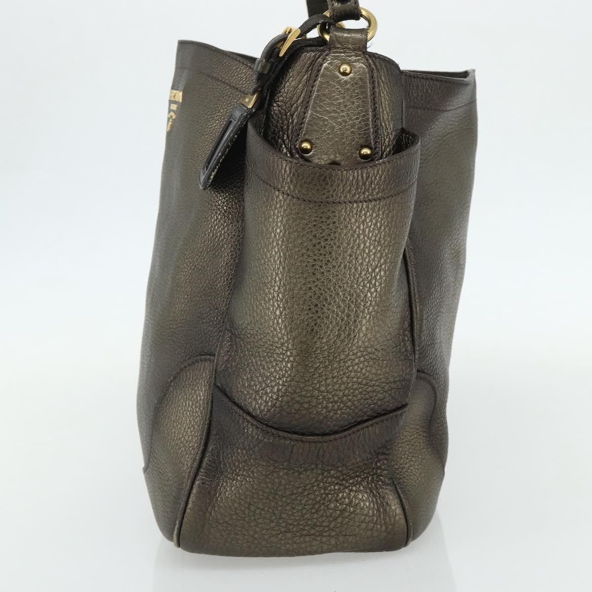 Prada Side Pocket Hobo Vitello Daino Gold Leather Shoulder Bag Bag (Pre-Owned)