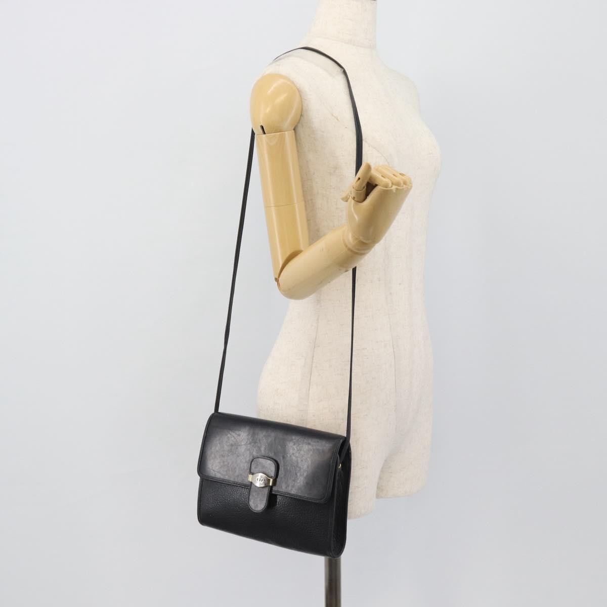 Christian Dior Vintage Cd Flap Leather Black Leather Shoulder Bag Bag (Pre-Owned)