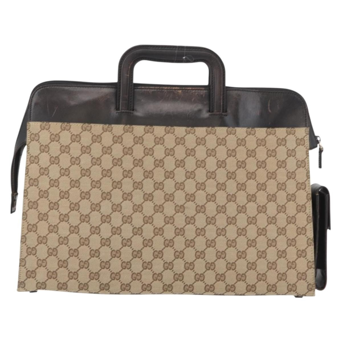Gucci Gg Canvas Canvas Beige Canvas Briefcase Bag (Pre-Owned)