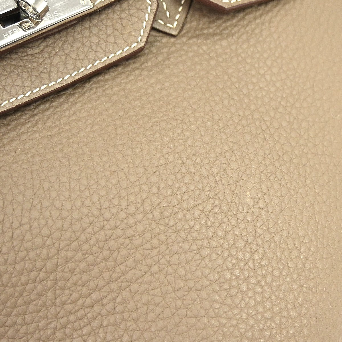 Hermes Birkin Grey Clemence With Palladium Hardware Beige Calfskin Handbag (Pre-Owned)