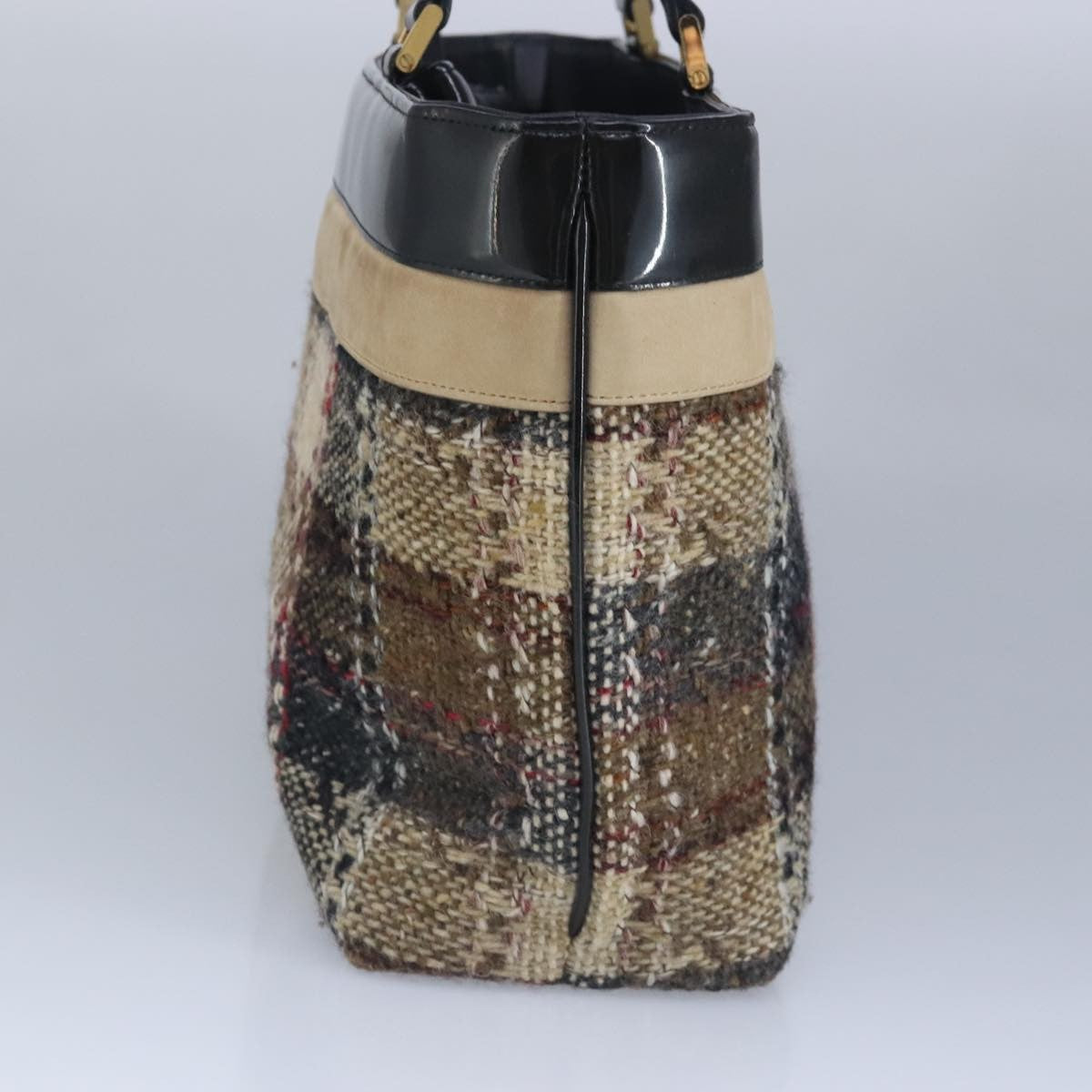 Burberry Nova Check Wool Beige Wool Handbag (Pre-Owned)