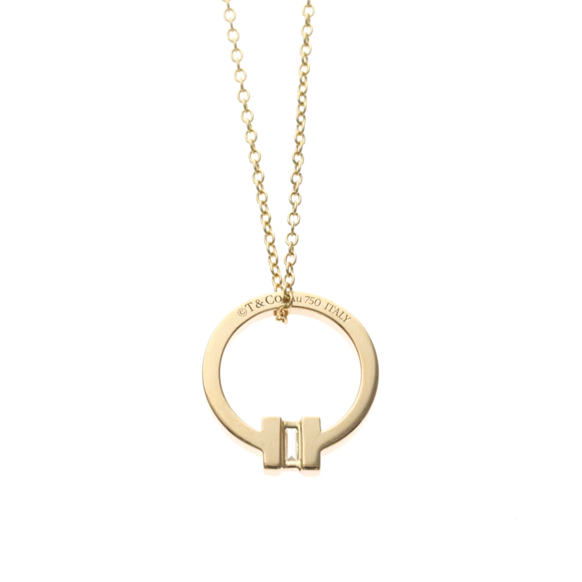 Tiffany & Co. T Circle Pendant 18K Rose Gold With Diamond Gold Pink_Gold Necklace Jewelry (Pre-Owned)