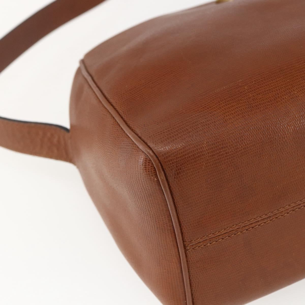 Celine Vintage Circle Logo Leather Brown Leather Shoulder Bag Bag (Pre-Owned)