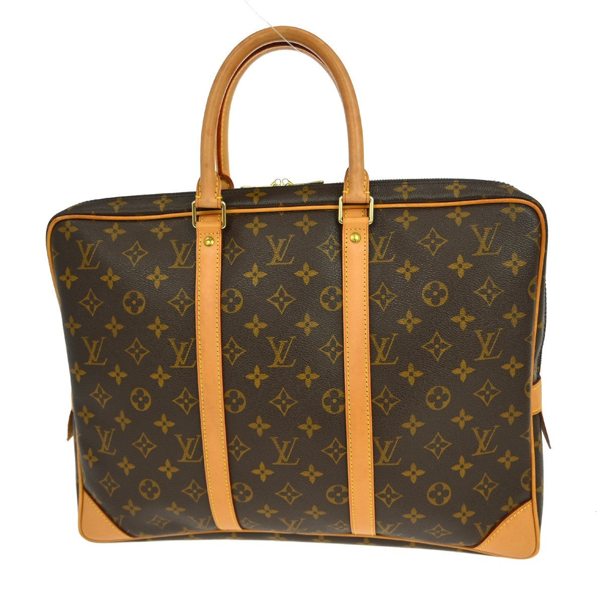 Louis Vuitton Porte-Documents Voyage Monogram Brown Canvas Briefcase Bag (Pre-Owned)
