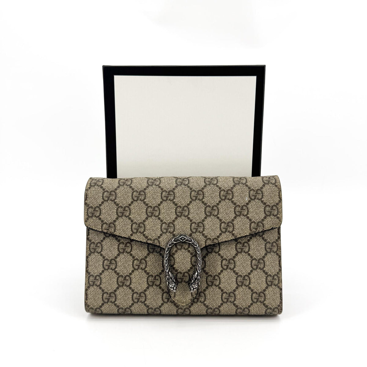 Gucci Dionysus Wristlet Clutch Gg Coated Canvas With Leather Brown Canvas Clutche & Pouche Bag (Pre-Owned)