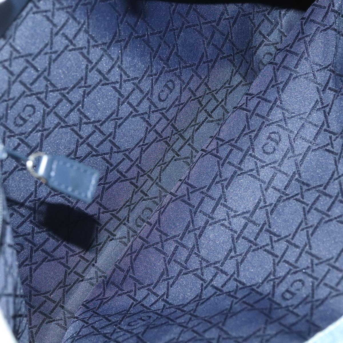 Christian Dior Vintage Lady Dior Cannage Quilt Denim Blue Canvas Tote Bag Bag (Pre-Owned)