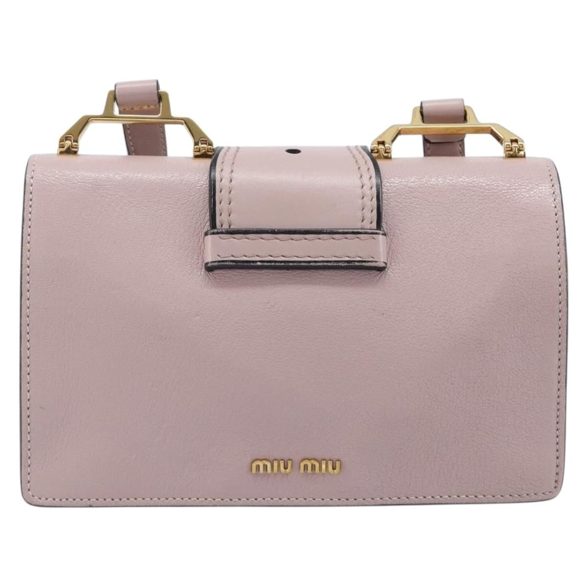 Miu Miu Madras Crystal Flap Leather Pink Leather Crossbody Bag Bag (Pre-Owned)