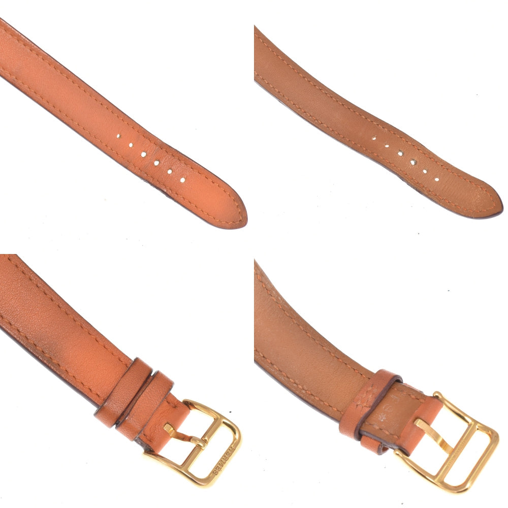Hermes Heure H Quartz Plated Metal And Leather Watch (Pre-Owned)