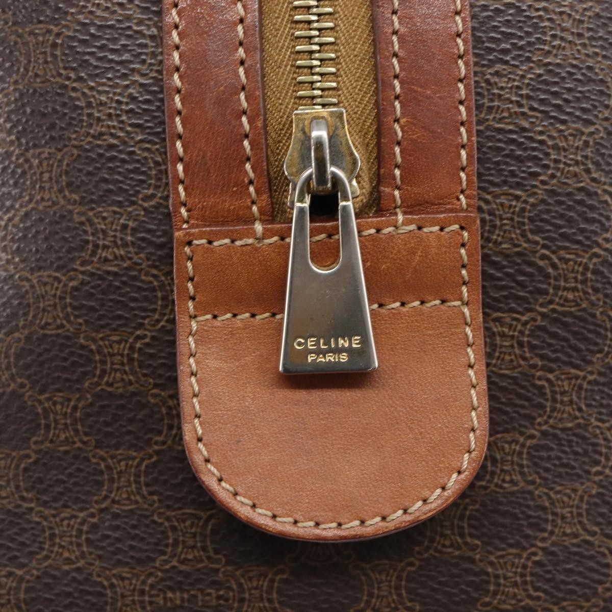 Celine Boston Triomphe Coated Canvas Brown Pvc Handbag (Pre-Owned)
