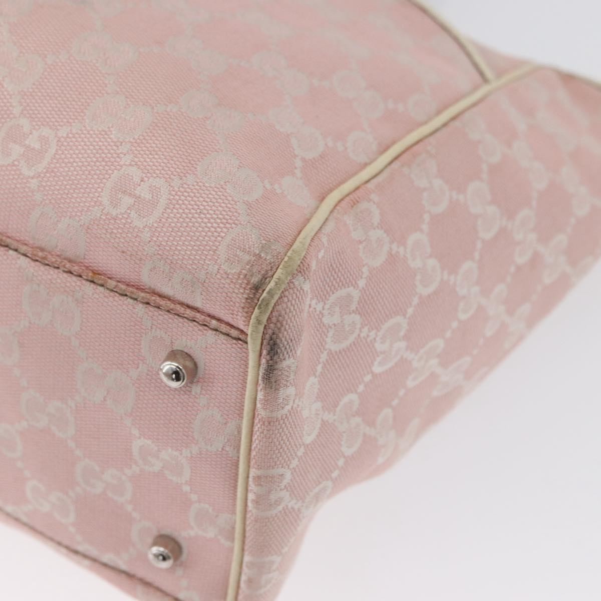Gucci Web Handle Buckle Tote Gg Canvas And Leather Pink Canvas Tote Bag Bag (Pre-Owned)