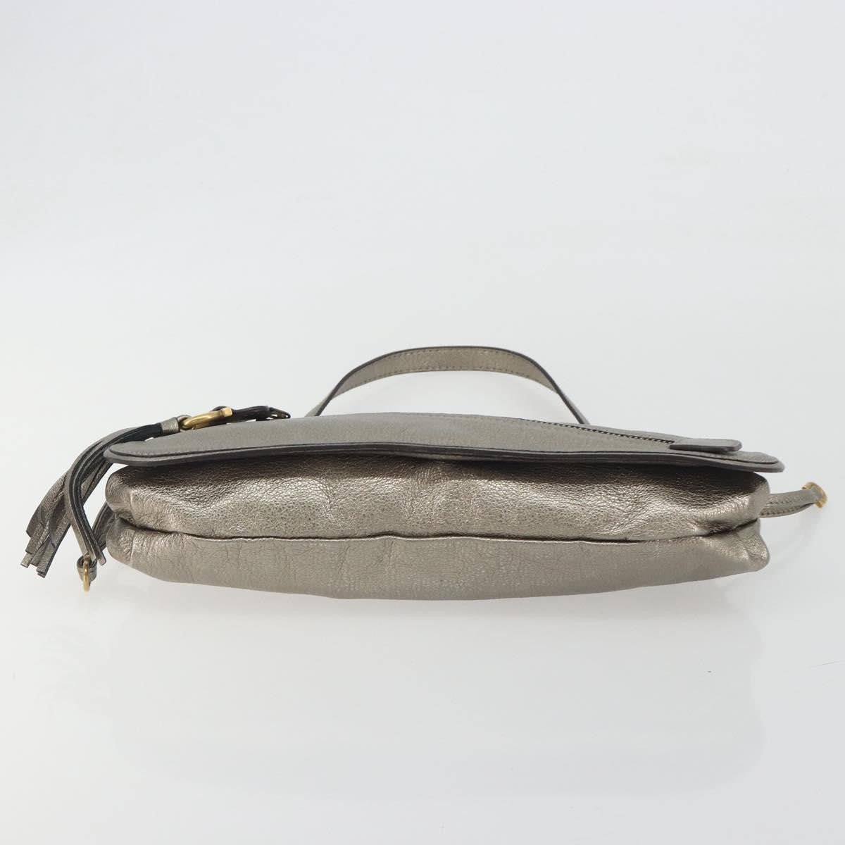 Salvatore Ferragamo Gancini Leather Silver Leather Shoulder Bag Bag (Pre-Owned)