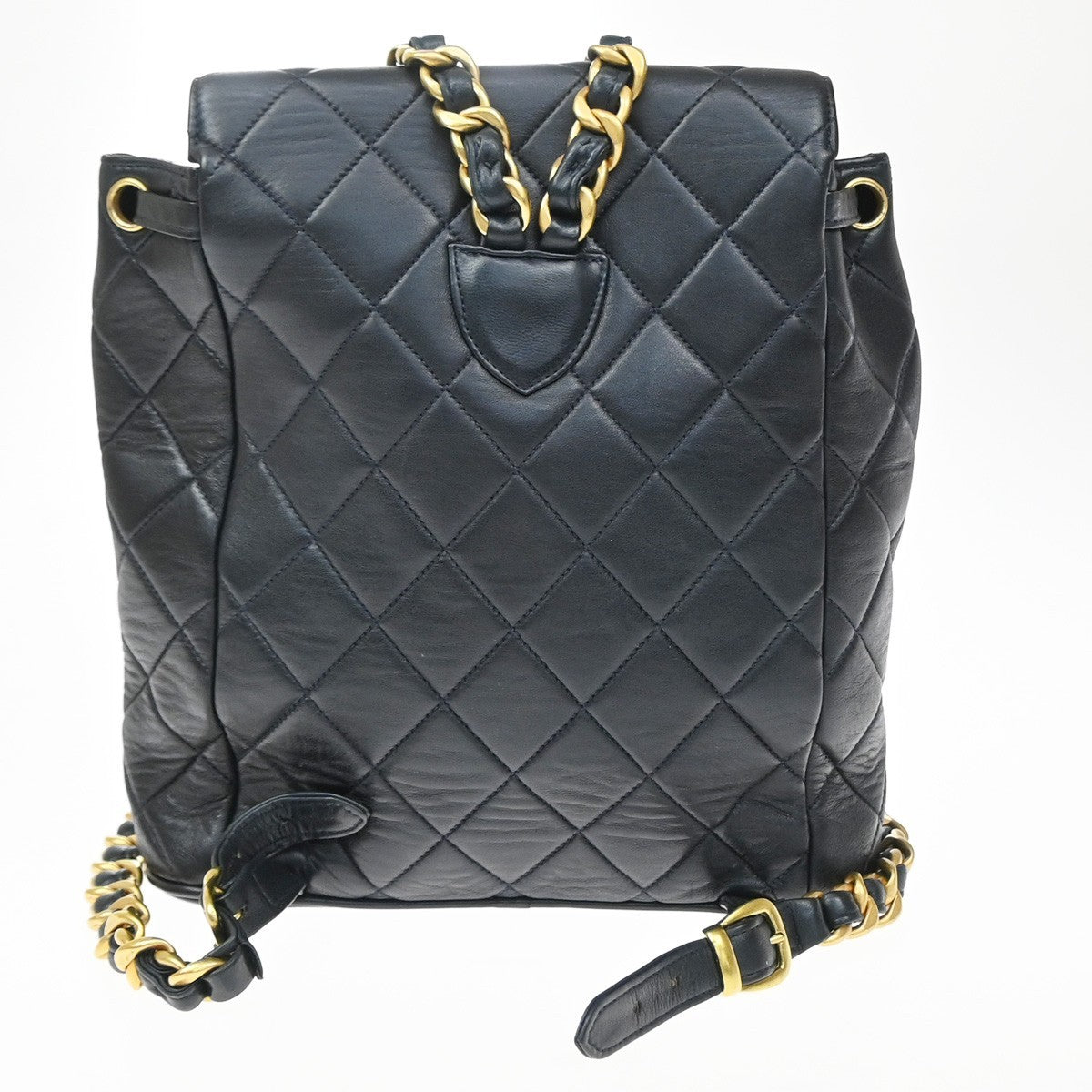 Chanel Duma Drawstring Quilted Leather Navy Leather Backpack Bag (Pre-Owned)