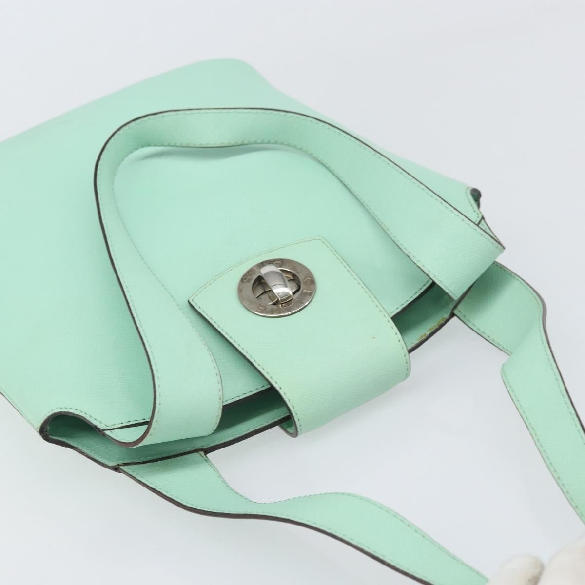 Celine Circle Logo Leather Green Leather Handbag (Pre-Owned)