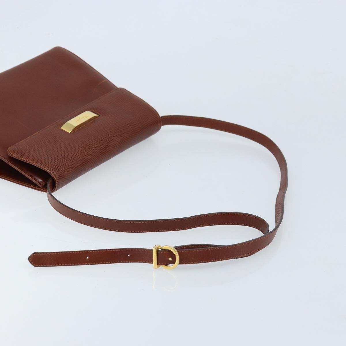 Salvatore Ferragamo Gancini Leather Brown Leather Shoulder Bag Bag (Pre-Owned)