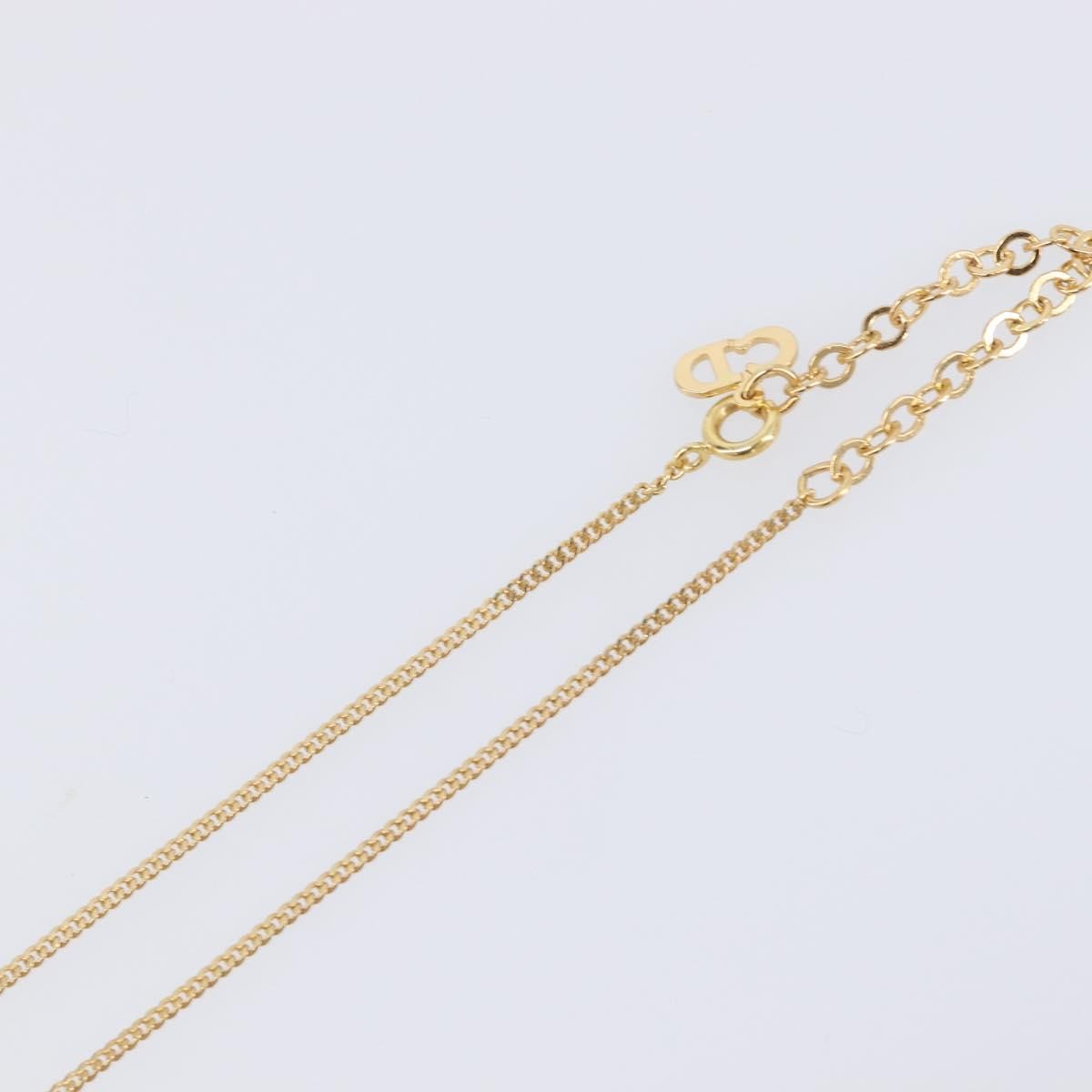 Christian Dior Cd Long Metal With Beads Gold Metal Necklace Jewelry (Pre-Owned)